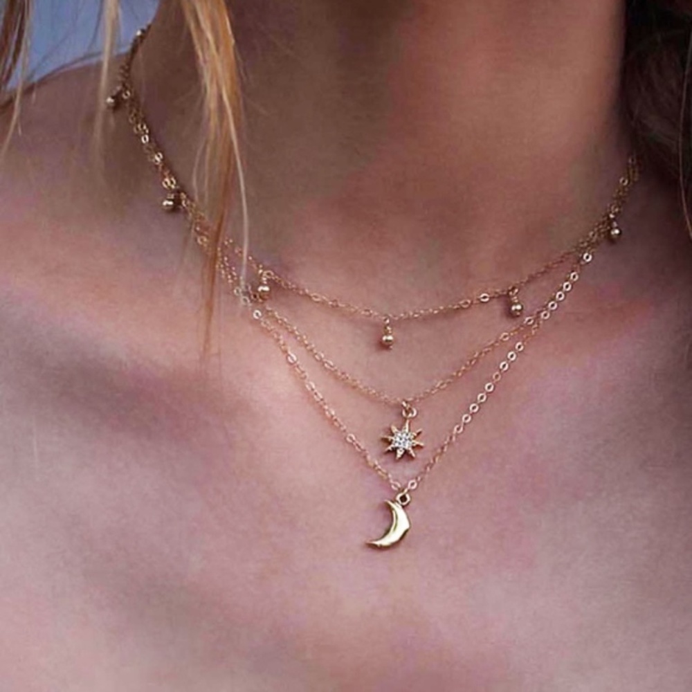 SAPPHIRE layered Moon Necklace - Picture 1 of 2